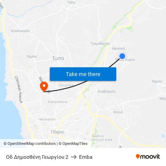 Οδ Δημοσθένη Γεωργίου 2 to Emba map