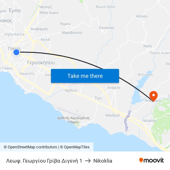 Λεωφ. Γεωργίου Γρίβα Διγενή 1 to Nikoklia map