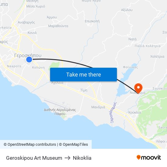 Geroskipou Art Museum to Nikoklia map