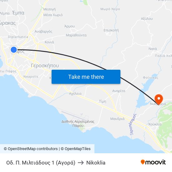 Οδ. Π. Μιλτιάδους 1 (Αγορά) to Nikoklia map