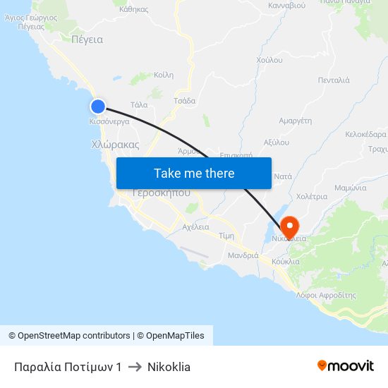Παραλία Ποτίμων 1 to Nikoklia map