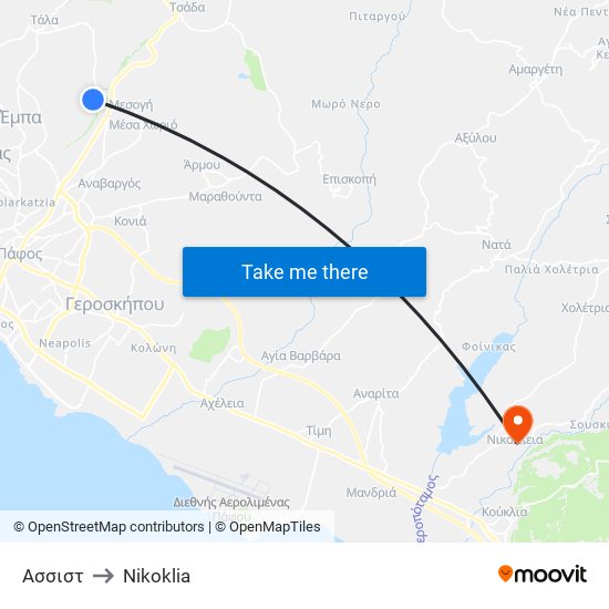 Ασσιστ to Nikoklia map