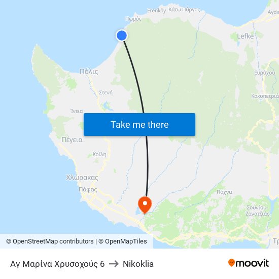 Αγ Μαρίνα Χρυσοχούς 6 to Nikoklia map