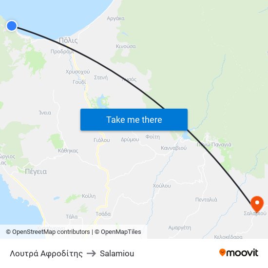 Λουτρά Αφροδίτης to Salamiou map