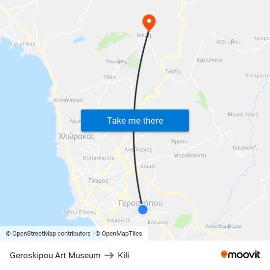 Geroskipou Art Museum to Kili map