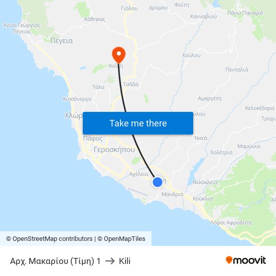 Αρχ. Μακαρίου (Τίμη) 1 to Kili map