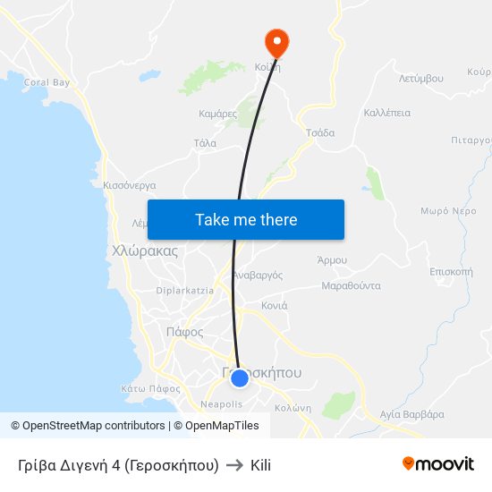 Γρίβα Διγενή 4 (Γεροσκήπου) to Kili map