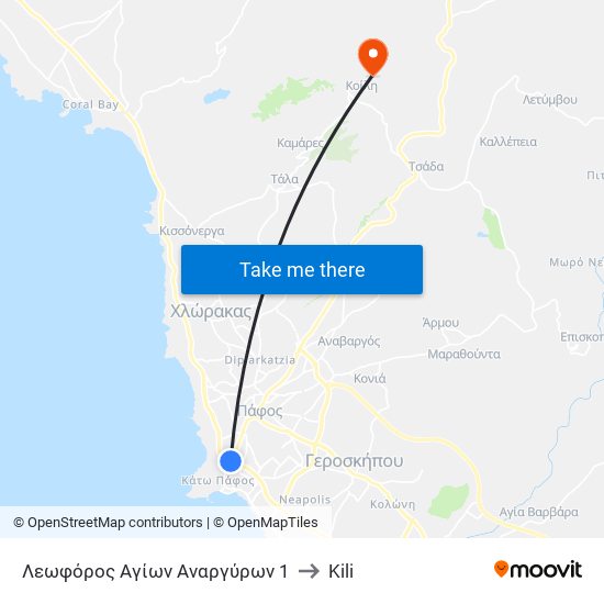 Λεωφόρος Αγίων Αναργύρων 1 to Kili map