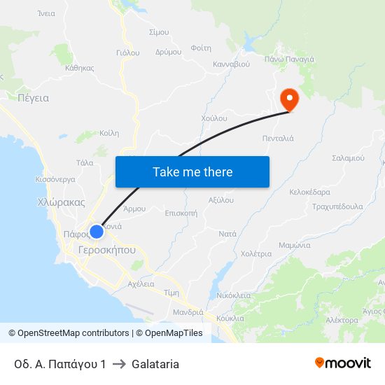 Οδ. Α. Παπάγου 1 to Galataria map
