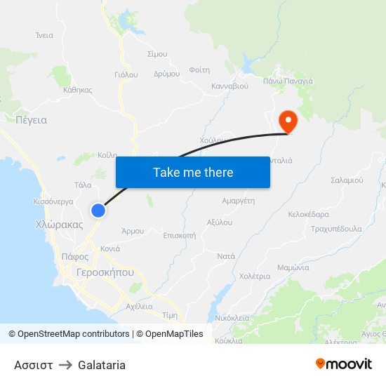 Ασσιστ to Galataria map