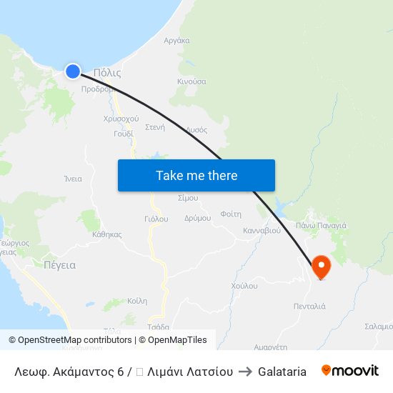 Λεωφ. Ακάμαντος 6 / ⚓ Λιμάνι Λατσίου to Galataria map