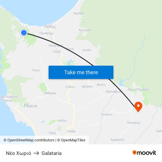 Νέο Χωριό to Galataria map