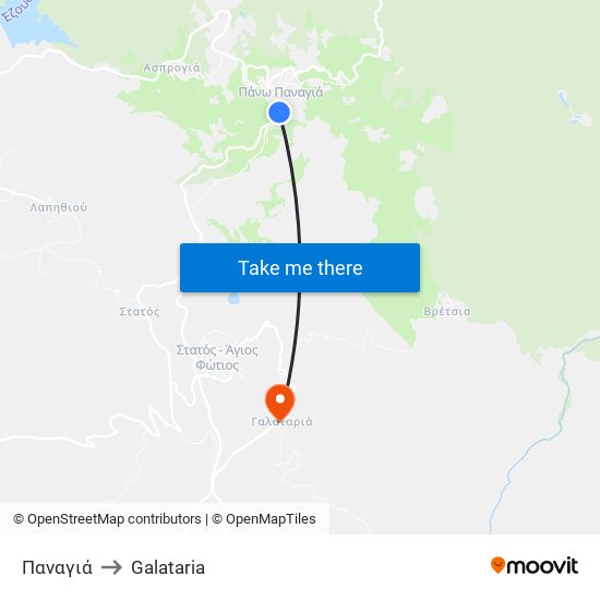 Παναγιά to Galataria map