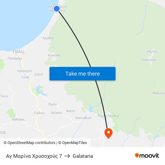 Αγ Μαρίνα Χρυσοχούς 7 to Galataria map