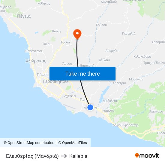 Ελευθερίας (Μανδριά) to Kallepia map