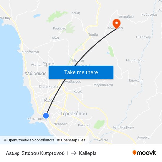 Λεωφ. Σπύρου Κυπριανού 1 to Kallepia map