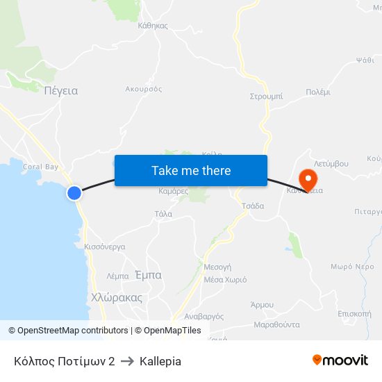 Κόλπος Ποτίμων 2 to Kallepia map