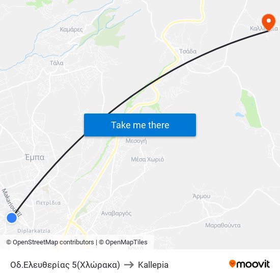 Οδ.Ελευθερίας 5(Χλώρακα) to Kallepia map