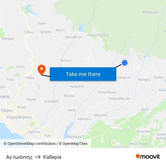 Αγ Ιωάννης to Kallepia map