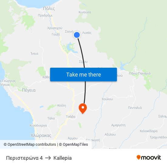 Περιστερώνα 4 to Kallepia map