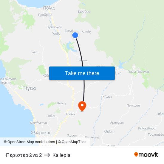 Περιστερώνα 2 to Kallepia map