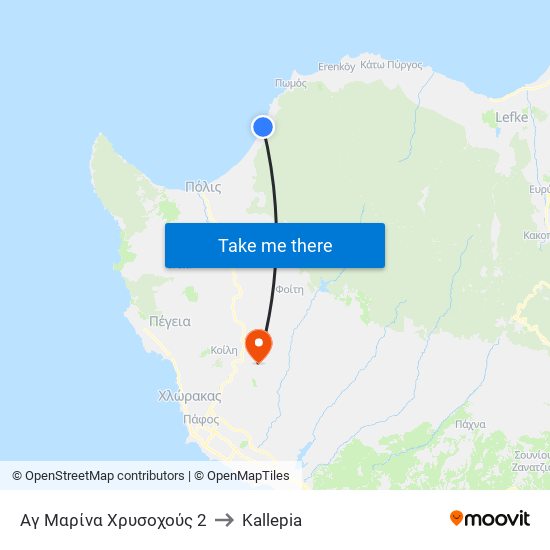 Αγ Μαρίνα Χρυσοχούς 2 to Kallepia map