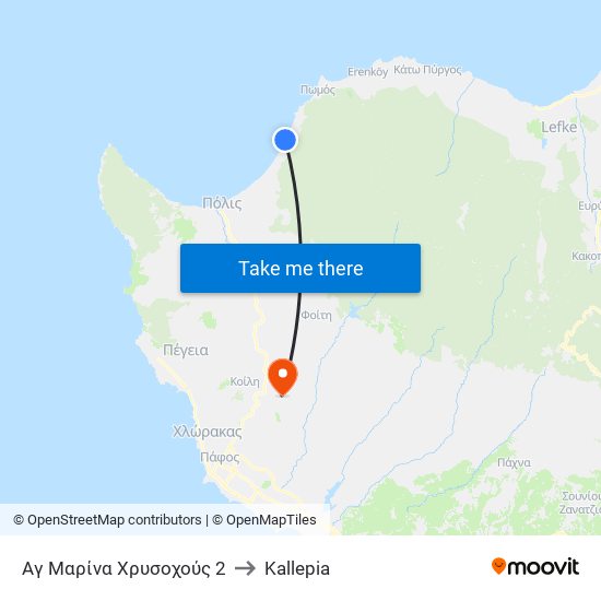Αγ Μαρίνα Χρυσοχούς 2 to Kallepia map