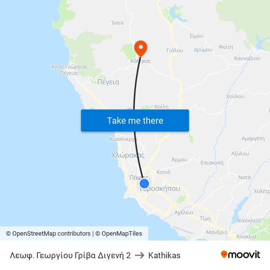 Λεωφ. Γεωργίου Γρίβα Διγενή 2 to Kathikas map