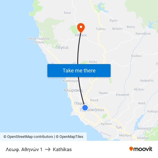 Λεωφ. Αθηνών 1 to Kathikas map