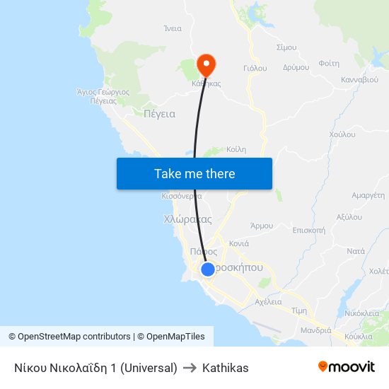 Νίκου Νικολαΐδη 1 (Universal) to Kathikas map