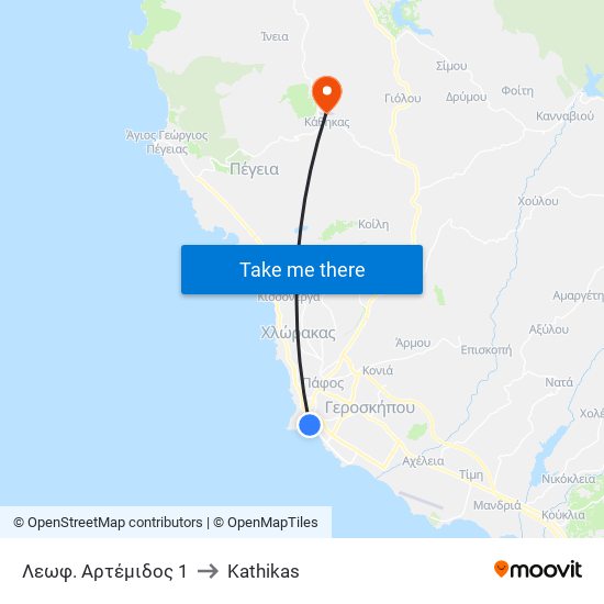 Λεωφ. Αρτέμιδος 1 to Kathikas map