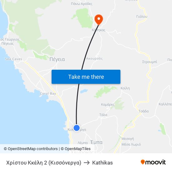 Χρίστου Κκέλη 2 (Κισσόνεργα) to Kathikas map