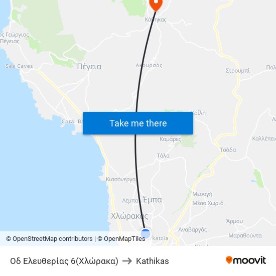 Οδ Ελευθερίας 6(Χλώρακα) to Kathikas map