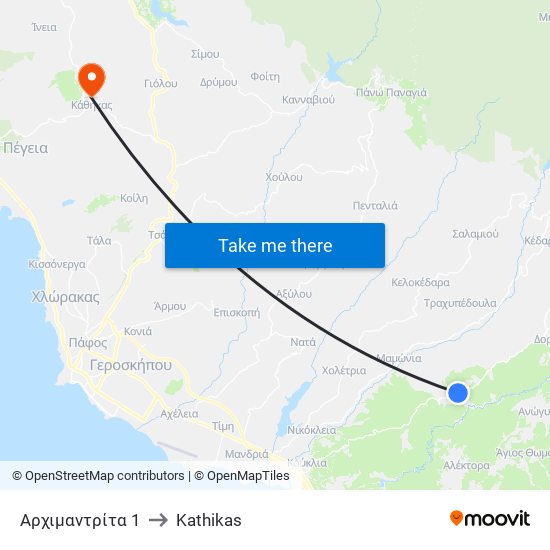 Αρχιμαντρίτα 1 to Kathikas map