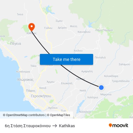 6η Στάση Σταυροκόννου to Kathikas map