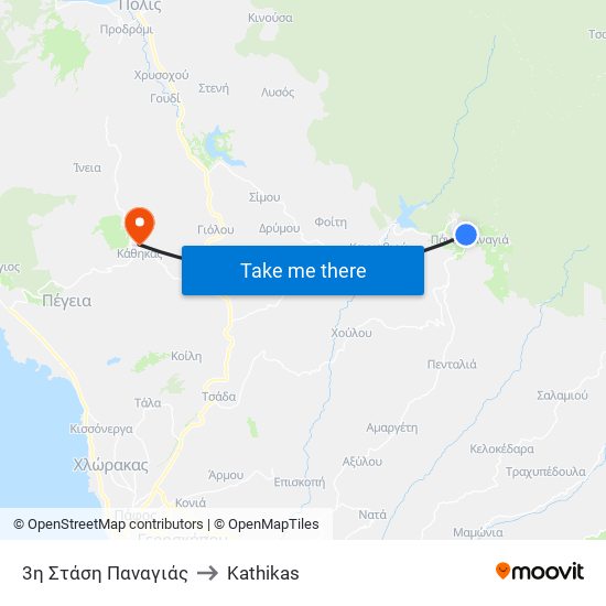 3η Στάση Παναγιάς to Kathikas map