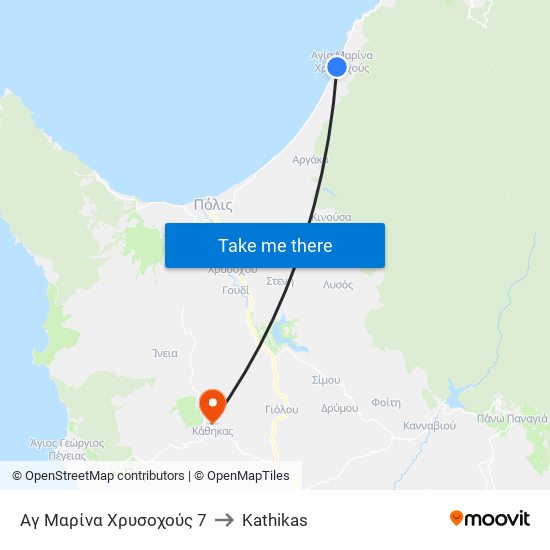 Αγ Μαρίνα Χρυσοχούς 7 to Kathikas map