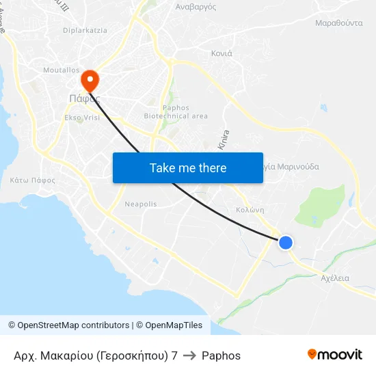 Αρχ. Μακαρίου (Γεροσκήπου) 7 to Paphos map