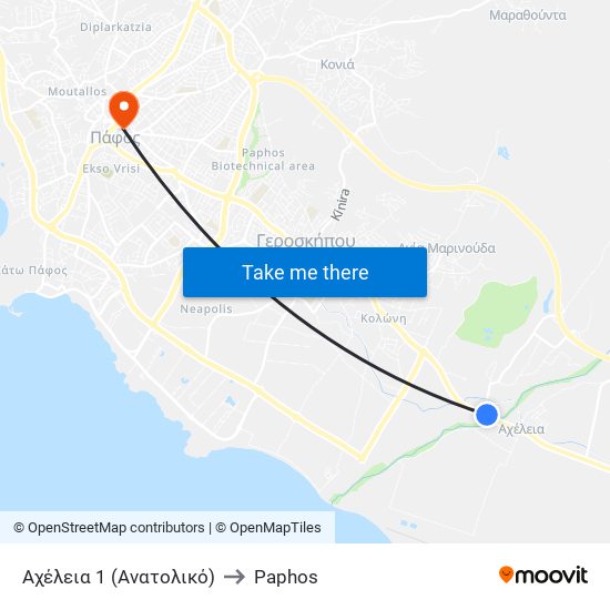 Αχέλεια 1 (Ανατολικό) to Paphos map