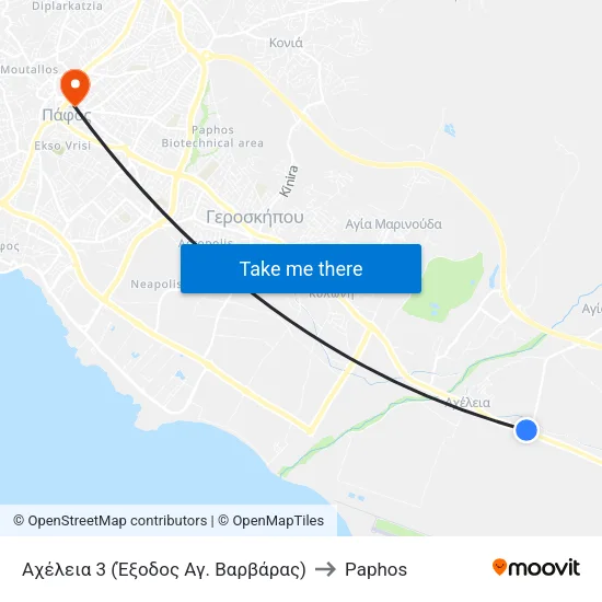 Αχέλεια 3 (Έξοδος Αγ. Βαρβάρας) to Paphos map