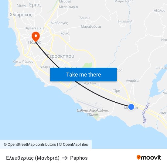Ελευθερίας (Μανδριά) to Paphos map