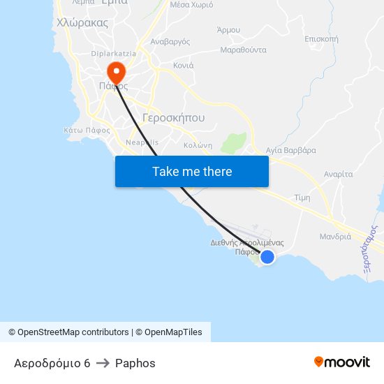 Αεροδρόμιο 6 to Paphos map