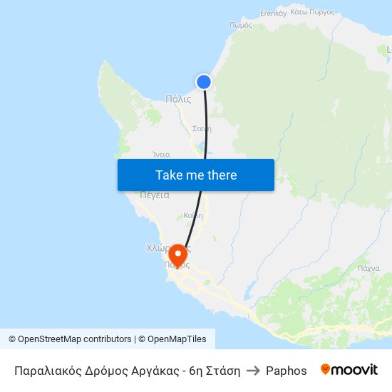 Παραλιακός Δρόμος Αργάκας - 6η Στάση to Paphos map