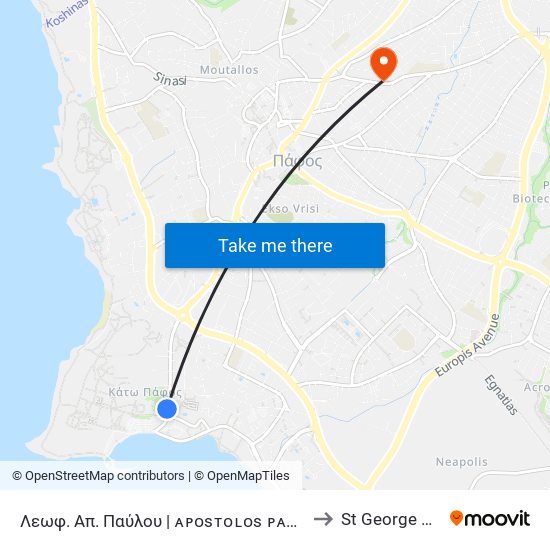 Λεωφ. Απ. Παύλου | ᴀᴘᴏsᴛᴏʟᴏs ᴘᴀᴠʟᴏs ᴀᴠᴇ. to St George Clinic map