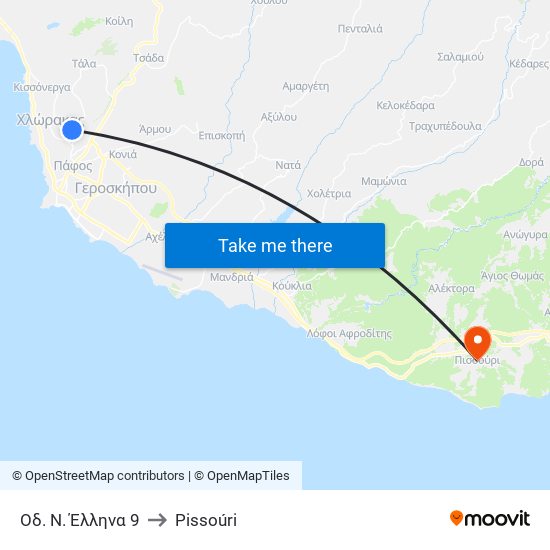 Οδ. Ν. Έλληνα 9 to Pissoúri map