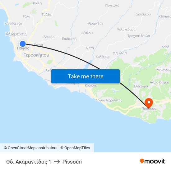 Οδ. Ακαμαντίδος 1 to Pissoúri map