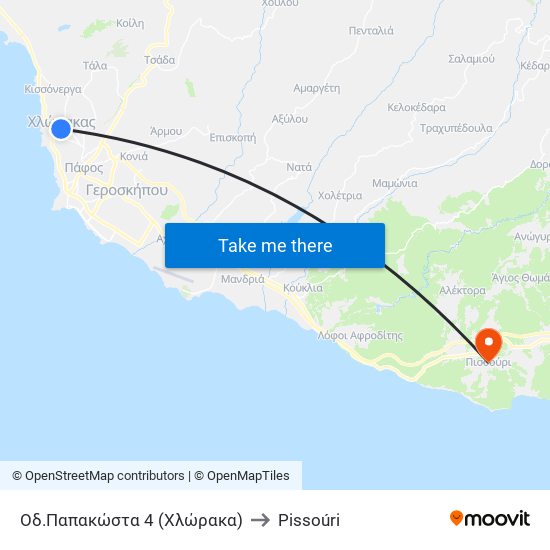 Οδ.Παπακώστα 4 (Χλώρακα) to Pissoúri map