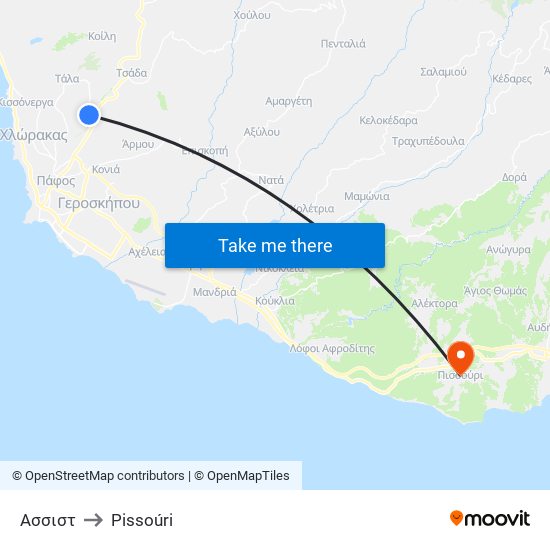 Ασσιστ to Pissoúri map