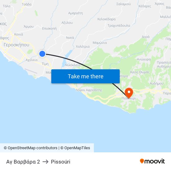Αγ Βαρβάρα 2 to Pissoúri map