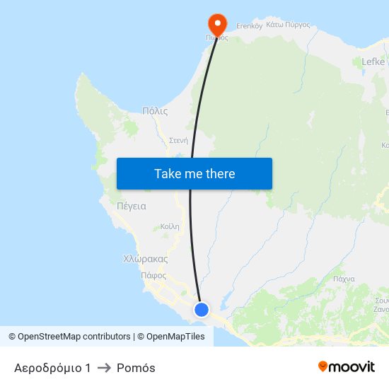 Αεροδρόμιο 1 to Pomós map